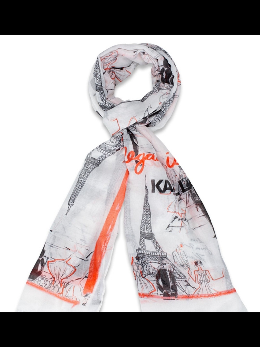 Karl Lagerfeld Paris Print Lightweight Scarf in White
